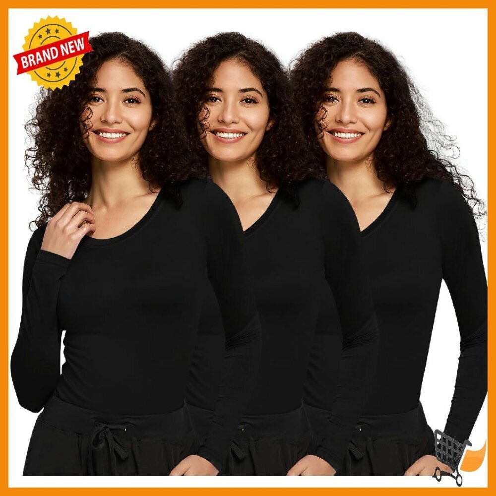 3 Pack Long Sleeve Underscrub Shirts Soft Stretch Fabric Healthcare